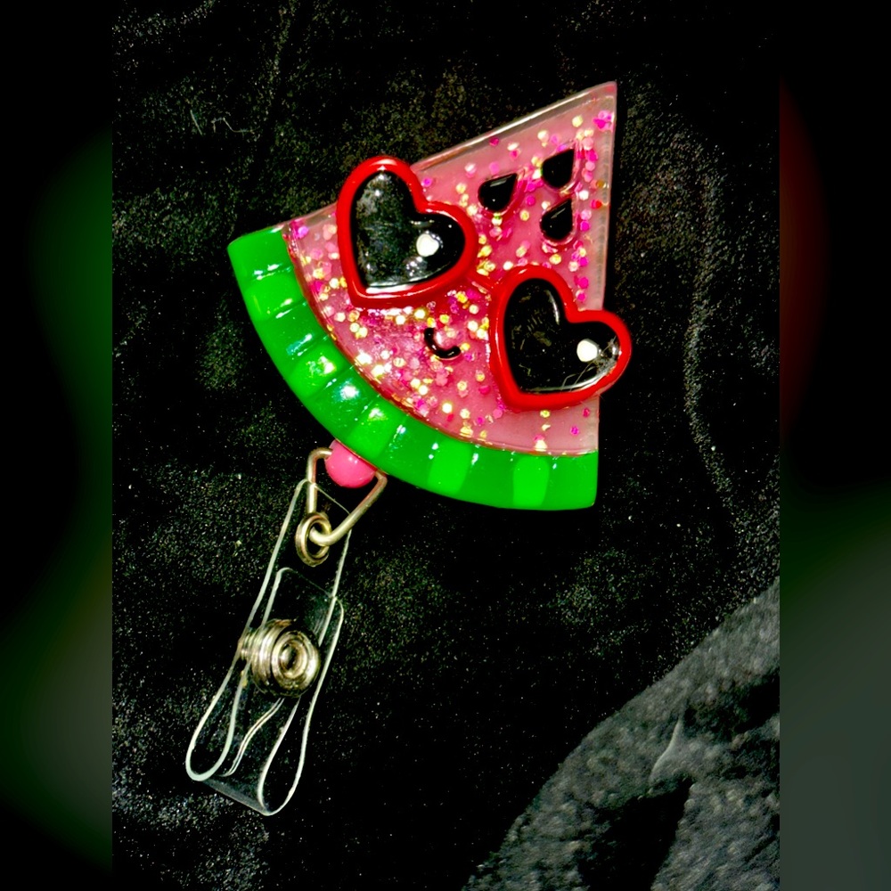 Hand made watermelon badge reel